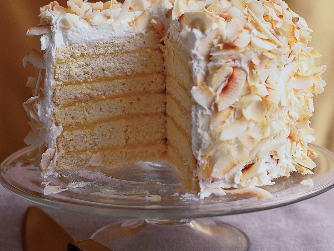 A decorated cake with many layers.